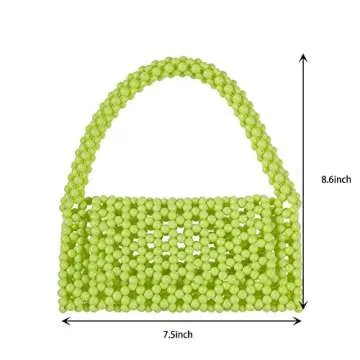 Abvokury YUSHINY Candy Color Acrylic Beaded Hollow Handbag Evening Clutch Triangle Bag for Wedding Party (Yellow-Green)