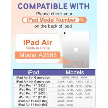 Uppuppy for iPad Air 11 inch Case, Air 5th/4th Generation 10.9, Pro 11'' (4th/3rd/2nd/1st Gen) Case ...