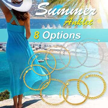 Cuban Link Anklets for Women Stainless Chain Anklet Men Summer Feet Jewelry Foot Bracelet Gold Ankle...