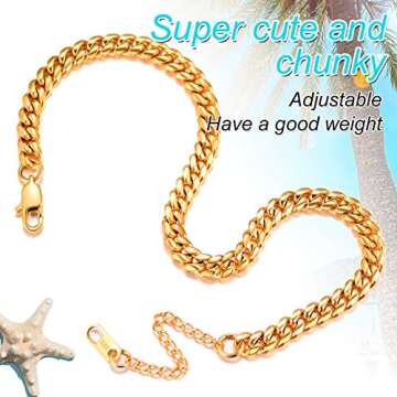 Cuban Link Anklet Durable Gold Summer Accessory