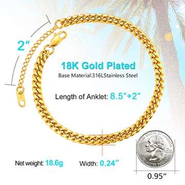 Cuban Link Anklet Durable Gold Summer Accessory