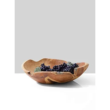 Handmade Teak Wood Decorative Bowl Bali Inspired Centerpiece