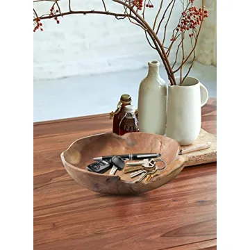 Handmade Teak Wood Decorative Bowl Bali Inspired Centerpiece