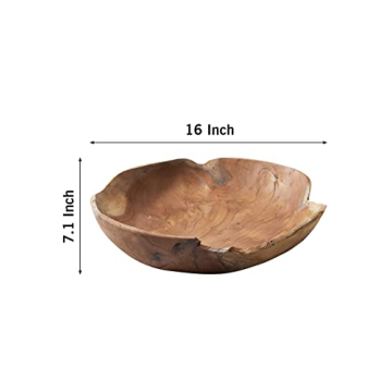 Handmade Teak Wood Decorative Bowl Bali Inspired Centerpiece