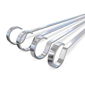 MASTER COOK Kabob Skewers 12" Flat Stainless Steel BBQ Set, Reusable Sticks, Sliver