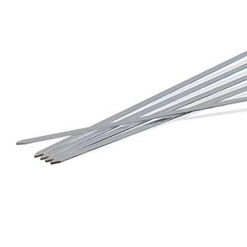MASTER COOK Kabob Skewers 12" Flat Stainless Steel BBQ Set, Reusable Sticks, Sliver