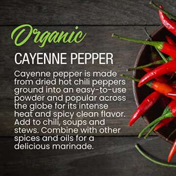 The Spice Lab Organic Cayenne Pepper Powder - Gluten Free Ground Cayenne Pepper for Mexican and Indi...