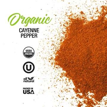 The Spice Lab Organic Cayenne Pepper Powder - Gluten Free Ground Cayenne Pepper for Mexican and Indian Cooking - 1.7 oz French Jar - Organic Kosher, Non GMO & Keto Friendly Seasoning