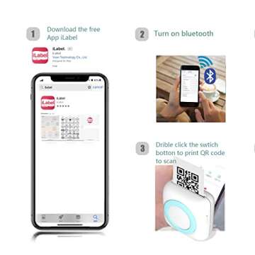 LetSketch Mini Sticker Maker, Thermal Picture Inkless Monochrome Printer, Sticker Printer, Wireless Bluetooth Receipt Printer, 300DPI for Journal Book/Note/Label/Photo(7 Rolls Thermal Paper)