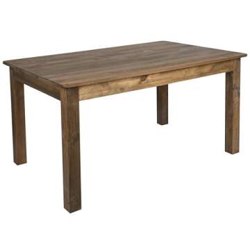 Merrick Lane Rustic Brown Solid Wood Dining Table, Kitchen Table with Square Legs, Farmhouse Dining ...