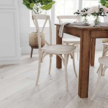 Merrick Lane Rustic Brown Solid Wood Dining Table, Kitchen Table with Square Legs, Farmhouse Dining Table, 38" x 60", Seats 6, Rustic Finish for Indoor or Outdoor Use