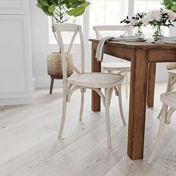 Merrick Lane Rustic Brown Solid Wood Dining Table, Kitchen Table with Square Legs, Farmhouse Dining Table, 38" x 60", Seats 6, Rustic Finish for Indoor or Outdoor Use