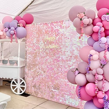 COKAOBE Iridescent Pink Shimmer Wall Backdrop for Events