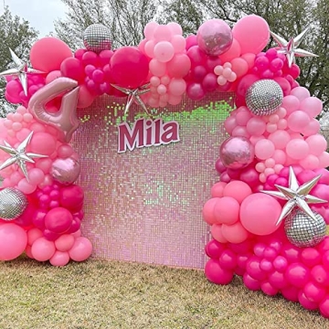 COKAOBE Iridescent Pink Shimmer Wall Backdrop for Events