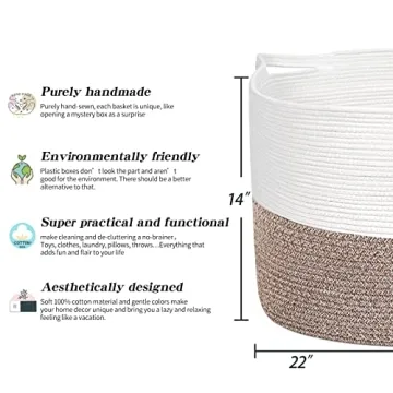 R RUNKA Extra Large Cotton Rope Basket for Stylish Storage