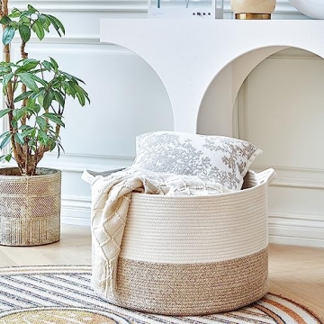 R RUNKA Extra Large Cotton Rope Basket for Stylish Storage