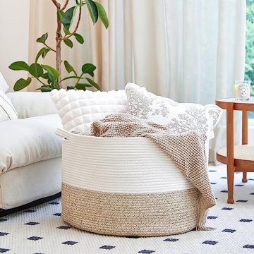 R RUNKA Extra Large Cotton Rope Basket for Stylish Storage