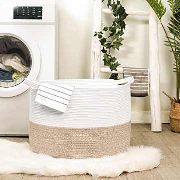 R RUNKA Extra Large Cotton Rope Basket for Stylish Storage