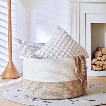 R RUNKA Extra Large Cotton Rope Basket for Stylish Storage