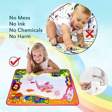 KULARIWORLD Aqua Magic Doodle Mats Toys for Kids Toddlers Paint Water Drawing Mat Educational Toy Large Size for Boys Girls Gift Age 3,4,5,6 Year Old 34.6" X 22.8"