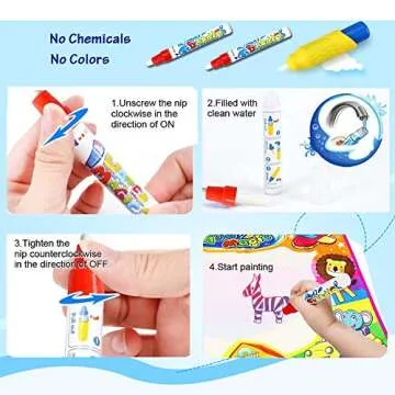 KULARIWORLD Aqua Magic Doodle Mats Toys for Kids Toddlers Paint Water Drawing Mat Educational Toy Large Size for Boys Girls Gift Age 3,4,5,6 Year Old 34.6" X 22.8"