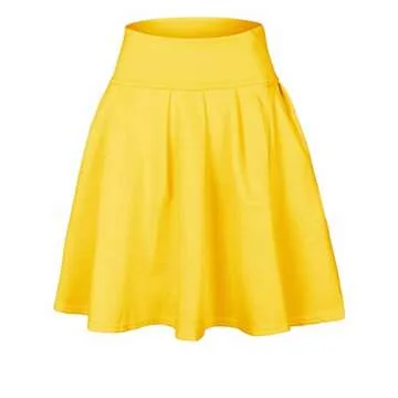 SEMATOMALA Women's Casual Flared Skater Skirt in Yellow - Comfortable and Versatile