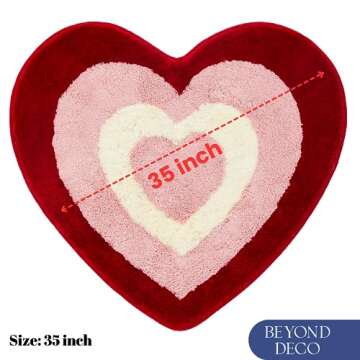 Beyond Deco Retro Heart Rug 35 inches, Handmade Tufted Fluffy Heart Shaped Area Rugs, Handcrafted Gi...