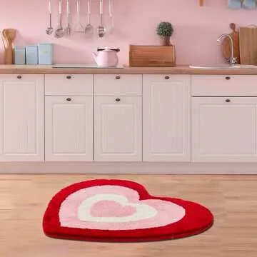 Beyond Deco Retro Heart Rug - Handmade Fluffy Decor Gift