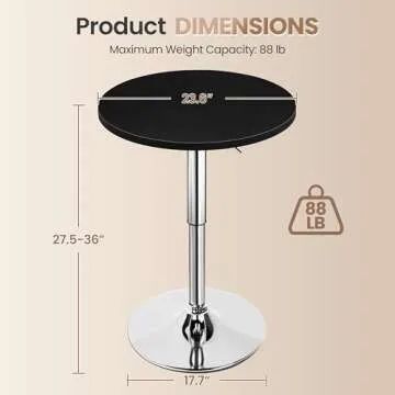 Topeakmart Modern Round Bar Table Adjustable Bistro Pub Counter Swivel Cafe Tables Set of 2