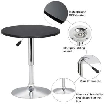Topeakmart Modern Round Bar Table Adjustable Bistro Pub Counter Swivel Cafe Tables Set of 2
