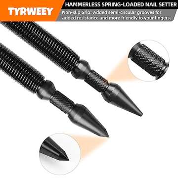 TYRWEEY 1-Piece Nail Setter Dual Head Nail Set & Center Punch, Dual Head Center Punch, Spring Loaded Center Hole Punch, Hand Tool for Metal or Wood, Nail Setter, Nail Tool Features 1/16-in, 3/16-in