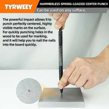 TYRWEEY 1-Piece Nail Setter Dual Head Nail Set & Center Punch, Dual Head Center Punch, Spring Loaded Center Hole Punch, Hand Tool for Metal or Wood, Nail Setter, Nail Tool Features 1/16-in, 3/16-in