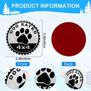 Dogs Badge Rated Car Emblem, 4 x 4 Metal Automotive Badge 3D Metal Car Badges Emblems Round Emblem D...