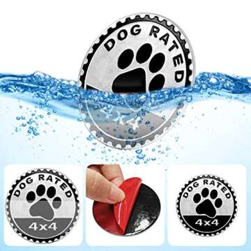 Dogs Badge Rated Car Emblem, 4 x 4 Metal Automotive Badge 3D Metal Car Badges Emblems Round Emblem Decals Car Badge Decals Stickers Compatible with Jeep Wrangler Vehicles Trucks SUV