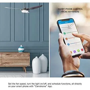 SMAFAN Smart Ceiling Fan 60 inch with LED Light and Remote Control