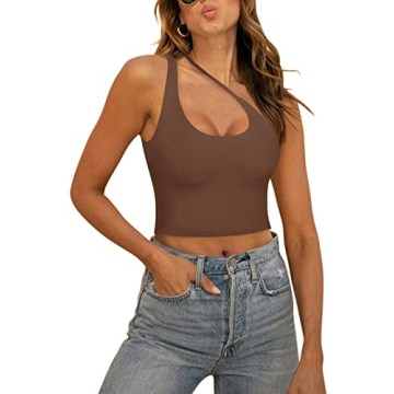 REORIA Women's Trendy One Shoulder Summer Crop Top