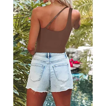 REORIA Women's Trendy One Shoulder Summer Crop Top