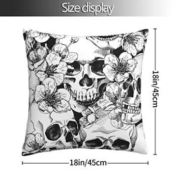 VARUN Throw Pillow Covers Black and White Skull Flowers Gothic Design Square Pillowcase for Home Decor Sofa Car Bedroom Pillow case 18x18inch