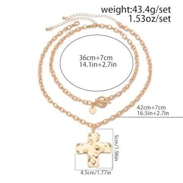 Chunky Cross Necklace: Bold Hammered Pearl Jewelry