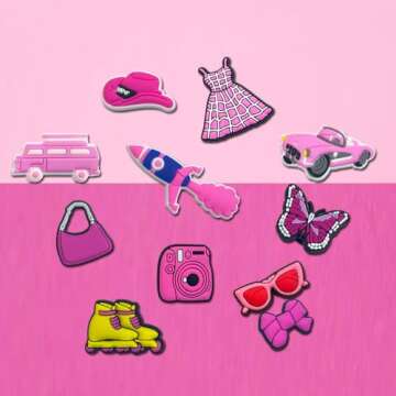 Cutest-LittleBell 35,50 PCS Pink Shoe Charms for Girls Women,Fashion Shoe Charms Decoration for Teens Kids Adults,Cute Kawaii Pink Charms Shoe Accessories Bracelet Wristband Party Favors (35)