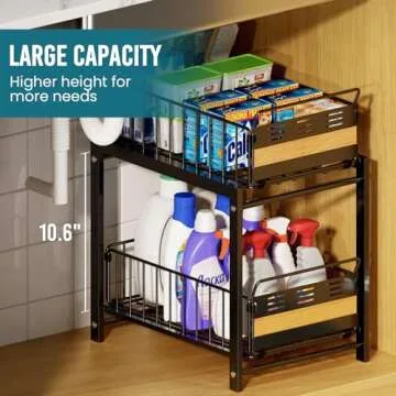 TAILI Under Sink Organizer - Durable 2 Tier Pull Out Storage