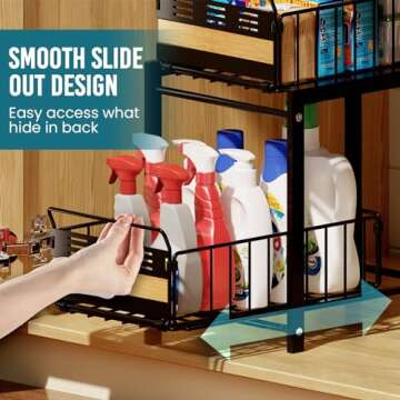 TAILI Under Sink Organizer - Durable 2 Tier Pull Out Storage
