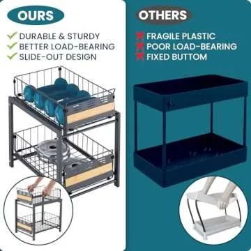 TAILI Under Sink Organizer - Durable 2 Tier Pull Out Storage