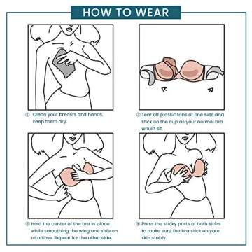 JOATEAY Women's Strapless Self Adhesive Bra Reusable Backless Sticky Push Up Bra Invisible (Black, Cup A)