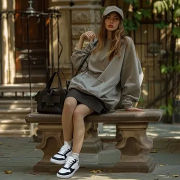 Vepose Women's 8001 Fashion Sneakers, Arch Support Lace-up Casual Sneaker, White Black, Size 7.5 US-Tennis Walking Dress Shoes for Lady(CJY8001 whiteblack 07.5)