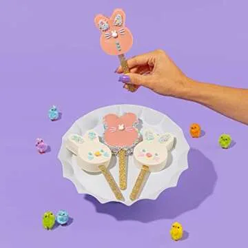 Fancy Sprinkles Limited Edition Easter Pamela Bunny Mold Reusable Silicone, For Baking, Cakesicle & Dessert Decorating, Includes 8 Gold Glitter Acrylic Sticks