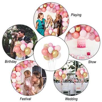 Amandir 164Pcs Rose Gold Pink Balloons Garland Arch Kit Light Pink Gold White Confetti Latex Metallic Balloons for Birthday Decorations Baby Shower Wedding Party Decorations Supplies