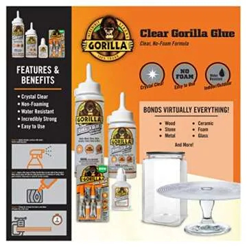 Gorilla Clear Glue, 1.75 ounce Bottle, Clear (Pack of 1)
