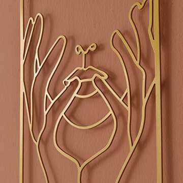 DeaTee 3 Packs Gold Wall Decor, 0.12''Thicker Real Metal Minimalist Wall Art, Gold Metal Wall Art Decor, Modern Abstract Female Body Single Line Wall Sculptures, Gold Accent Decor for Bedroom and