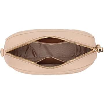 lola mae Quilted Crossbody Bag, Medium Lightweight Shoulder Purse Top Zipper Tassel Accent Nude Purse(Nude)
